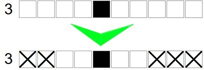 Cross out the boxes that are too far apart